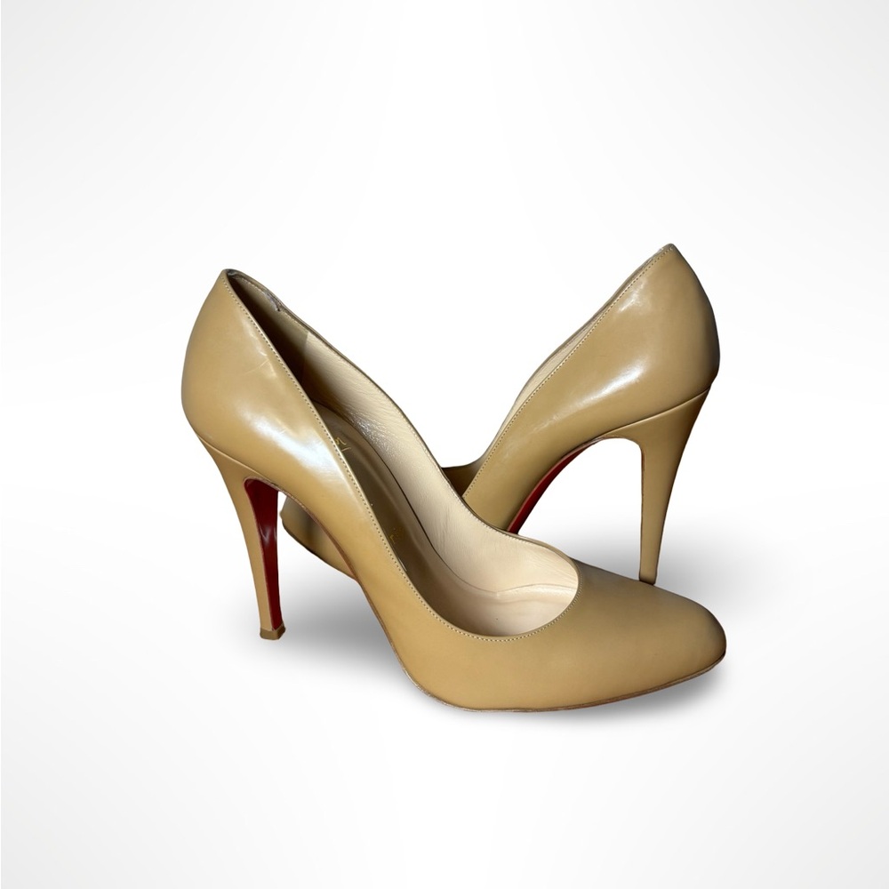 Christian Louboutin Tan Heels with Red Soles